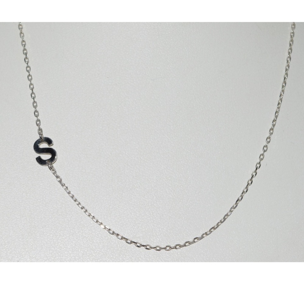 Sterling Silver 14inch Initial S Necklace